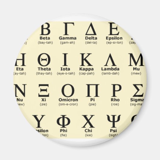 Aimant cadeaux de l'alphabet grec (Devant)