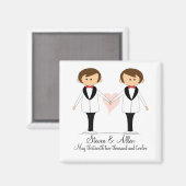 Aimant Cadeaux de mariage aimantés Deux Mariés (Recto/Verso)