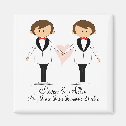 Aimant Cadeaux de mariage aimantés Deux Mariés (Devant)