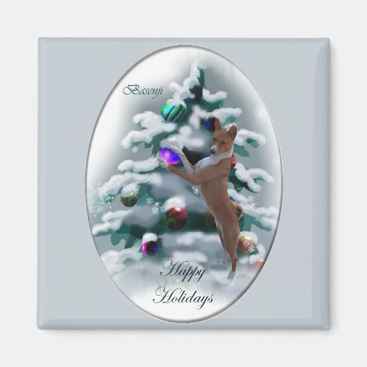 Aimant Cadeaux de Noël Basenji (Devant)