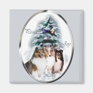Aimant Cadeaux de Noël de chien de berger de Shetland