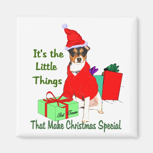 Aimant Cadeaux de Noël de Rat Terrier (Devant)