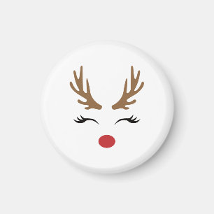 Aimant Cadeaux de Noël de Renne à Nez Rouge Mignon et Drô