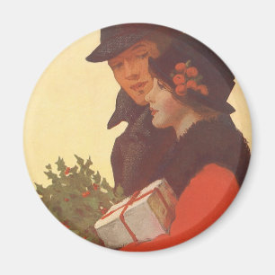 Aimant Cadeaux de Noël vintage, d'amour et de romance