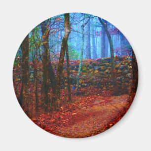 Aimant Cadeaux de peinture à l'huile de forêt de feu et d