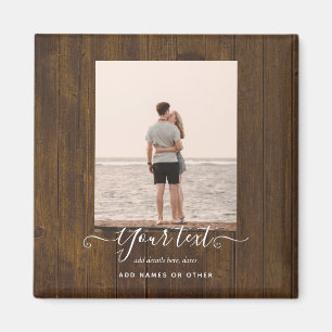 Aimant Cadeaux de photo rustique Texte personnalisé Famil