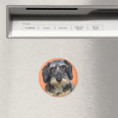 Aimant Cadeaux de Portrait de Long Haired Dachshund (In Situ (Lave-vaisselle))