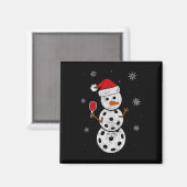 Aimant Cadeaux De Snowman De Santa Hat Pour Pickleball Fu (Recto/Verso)