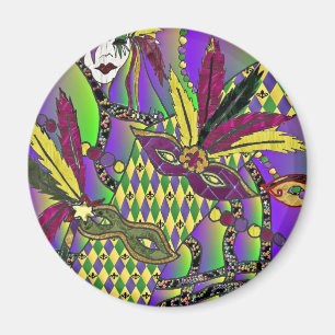 Aimant Cadeaux de vêtements de masques à plumes de Mardi