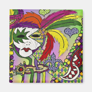Aimant Cadeaux de vêtements de masques à plumes de Mardi