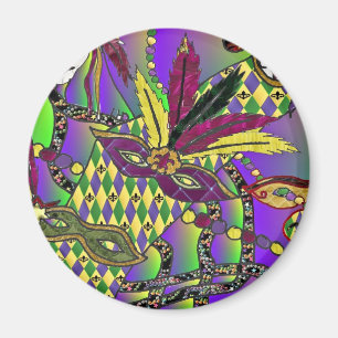 Aimant Cadeaux de vêtements Masques à plumes de Mardi Gra