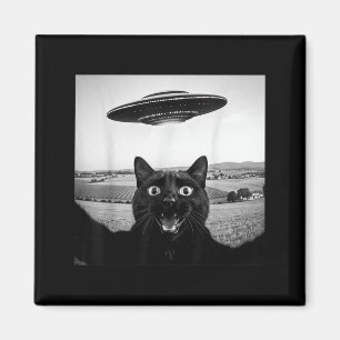 Aimant Cadeaux drôles de chat noir selfie ufo alien pour