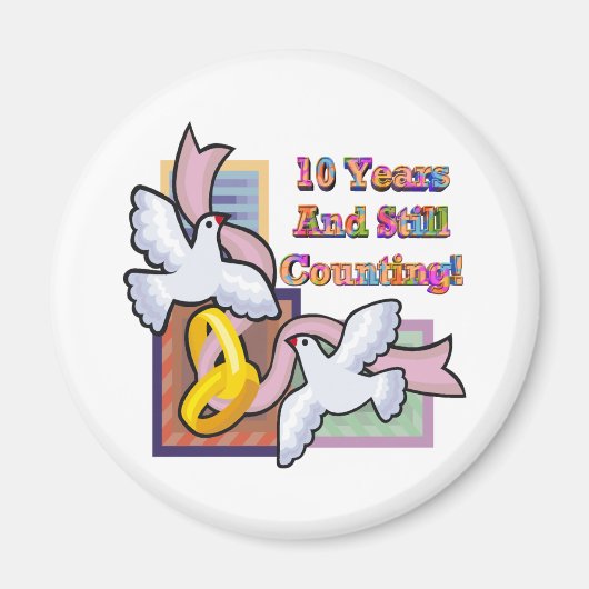 Aimant Cadeaux du 10e anniversaire du Mariage (Devant)