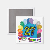 Aimant Cadeaux du 27e anniversaire avec Ballons Assortis (Recto/Verso)