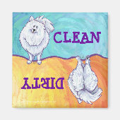 Aimant Cadeaux et accessoires Poméraniens blancs (Devant)