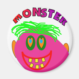 Aimant Cadeaux Monster Kids "Adorable Pink Monster Art"
