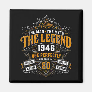 Aimant Cadeaux pour 80 ans Vintage 1946 Homme Mythe Légen
