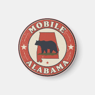 Aimant Cadeaux Vintage Mobile ville, Alabama
