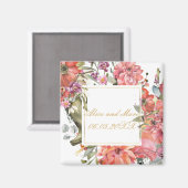 Aimant Cadre à fleurs roses PERSONNALISER (Recto/Verso)