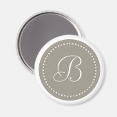 Aimant Cadre Aluminium Rond Monogrammé/ Bordure à Points (Recto/Verso)