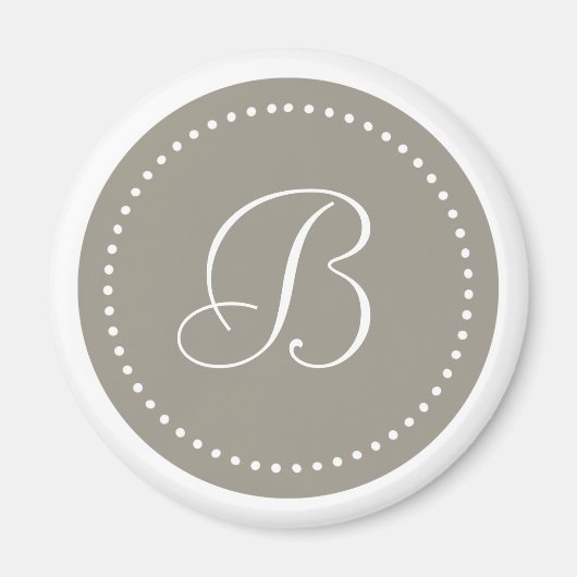 Aimant Cadre Aluminium Rond Monogrammé/ Bordure à Points (Devant)