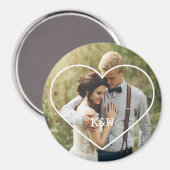 Aimant Cadre cardiaque Monogramme Photo (Recto/Verso)