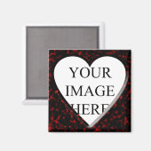 Aimant Cadre Carré en marbre rouge avec coeur (Recto/Verso)