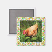 Aimant Cadre Carré vert printemps et bleu pâle (Recto/Verso)