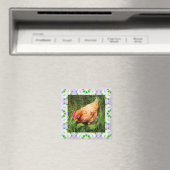 Aimant Cadre Carré vert printemps et rose pâques (In Situ (Lave-vaisselle))