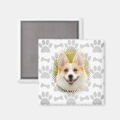 Aimant Cadre De Chien Motif Os Et Empreintes de pattes (Recto/Verso)