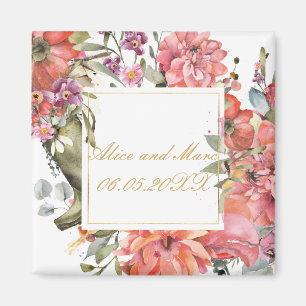 Aimant Cadre de fleurs rose PERSONNALISER