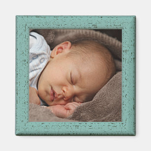 Aimant Cadre en faux bois vert vintage personnalisé