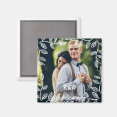 Aimant Cadre Feuille délicat Monogramme photo (Recto/Verso)