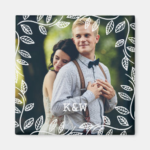 Aimant Cadre Feuille délicat Monogramme photo