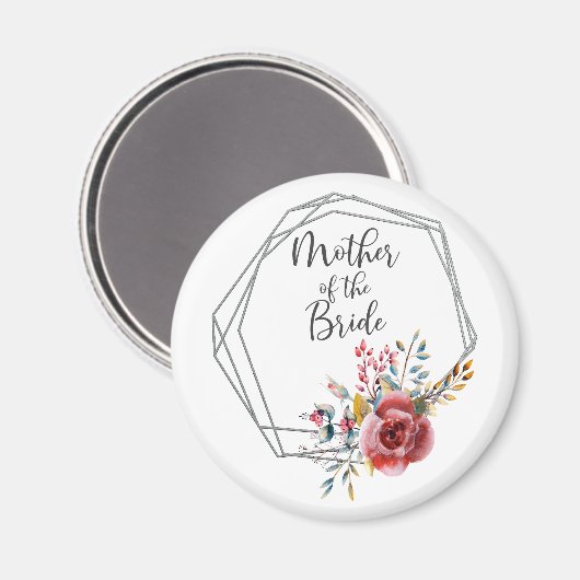 Aimant Cadre géométrique floue Mère de la mariée ronde (Recto/Verso)