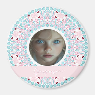 Aimant Cadre personnalisé Pastel rose et bleu Mandala