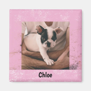 Aimant Cadre photo avec un motif rose avec un nom