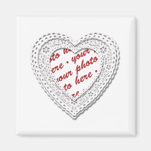 Aimant Cadre photo du coeur en lacet blanc (Devant)
