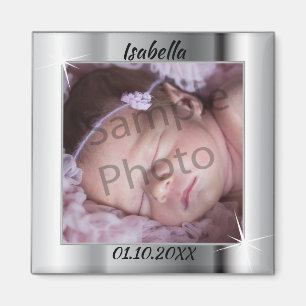 Aimant Cadre photo en argent élégant