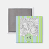 Aimant cadre photo monogramme rayures (Recto/Verso)