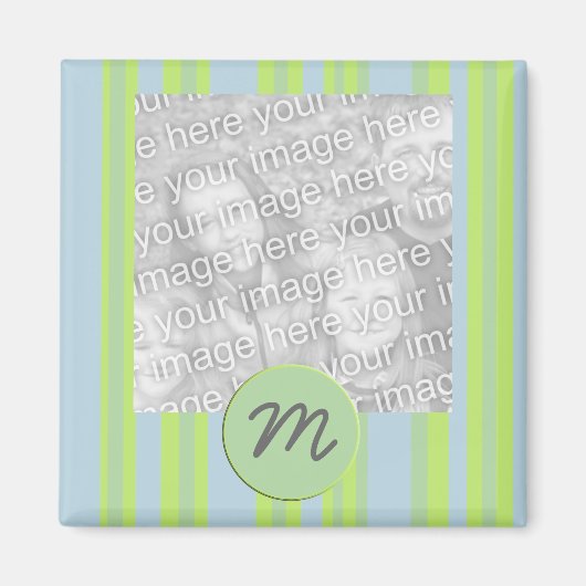 Aimant cadre photo monogramme rayures (Devant)