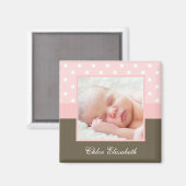 Aimant Cadre photo Pois rose pour bébé (Recto/Verso)