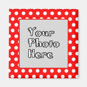 Aimant Cadre photo Pois rouge et blanc