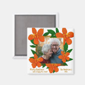 Aimant Cadres floraux de photo rouge orange moderne (Recto/Verso)