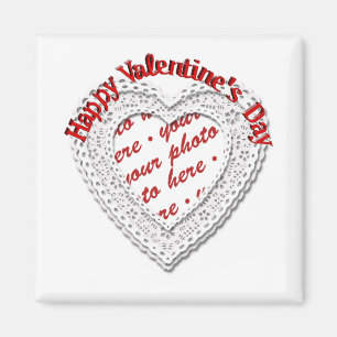Aimant Cadres photo Valentine en forme de coeur lacé