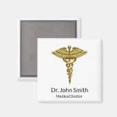 Aimant Caducée en or Médicale professionnel (Recto/Verso)
