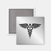 Aimant Caducée Médicale en argent (Recto/Verso)