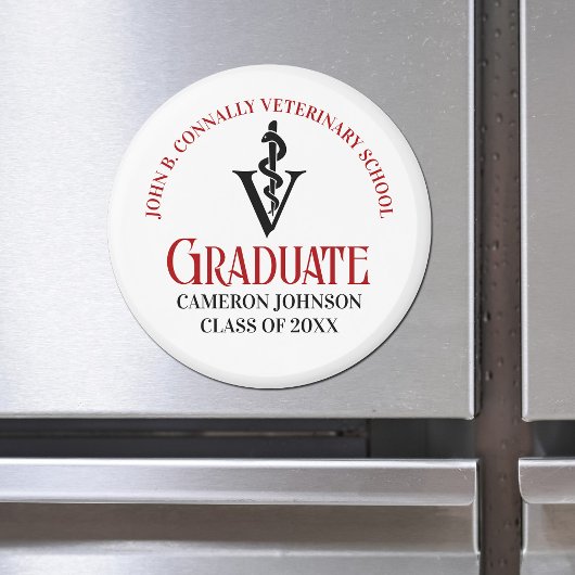 Aimant Caduceus vétérinaire Custom Red Black Graduation