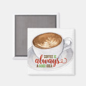 Aimant Café Bonne Idée Aquarelle Typographie (Recto/Verso)