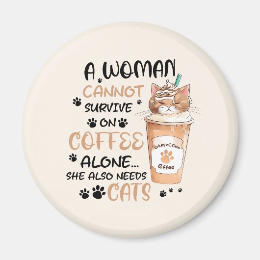 Aimant Café & Chats - Cute Kawaii Art (Devant)